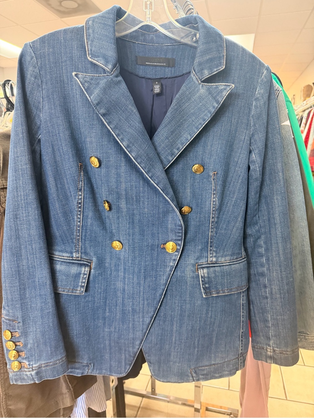 White House, Black market Double-Breasted Denim Blazer